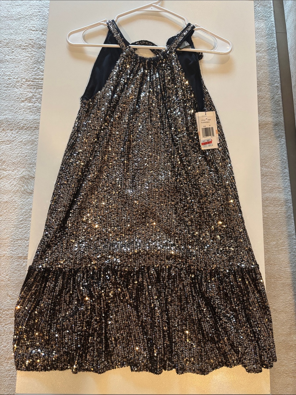 Sparkling Sequin Halter Dress in Black and Silver